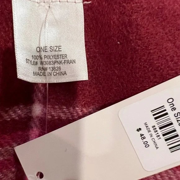 Francesca Pink/Magenta Plaid Shawl w Fringe at Bottom 100% Polyester NWT OS - Picture 9 of 11